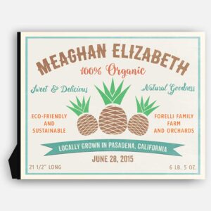 Pineapple Natural Goodness Custom Fruit Crate Label Style Organic Nursery Layette  #ABP-1005