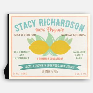 Lemon Summer Sensation Custom Fruit Crate Label Style Organic Nursery Layette  #ABP-1006
