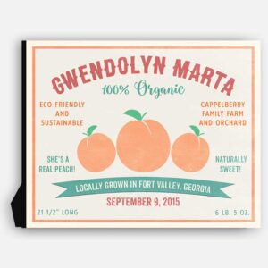 She's A Real Peach Custom Fruit Crate Label Style Organic Nursery Layette  #ABP-1009