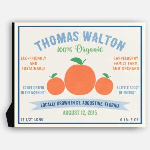 Oranges Delightful Morning Custom Fruit Crate Label Style Organic Nursery Layette  #ABP-1010
