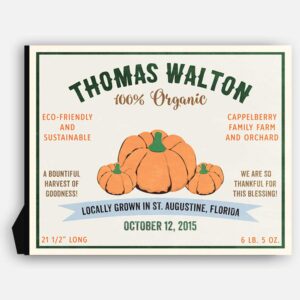 Pumpkin Harvest Thanksgiving Custom Crate Label Style Organic Nursery Layette  #ABP-1013