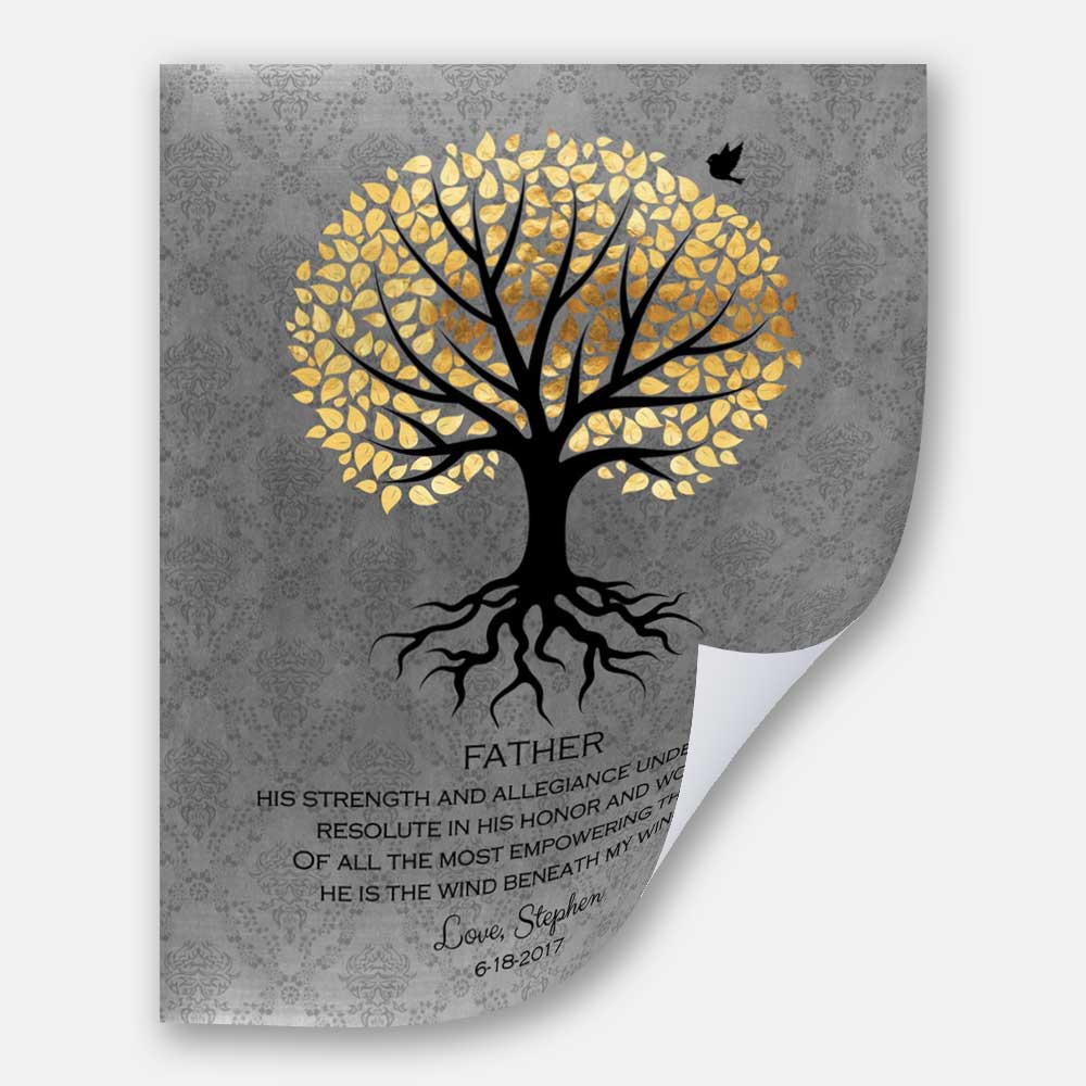 A Thank You Gift For Dad, Personalized Gift For Father From Son With A Heartfelt Poem, Depicting Rooted Tree, Golden Leaves & A Bird, 1058 - Image 6