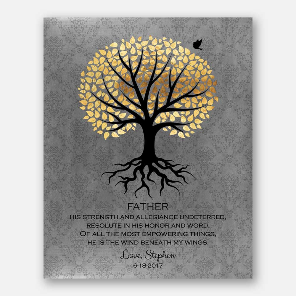 A Thank You Gift For Dad, Personalized Gift For Father From Son With A Heartfelt Poem, Depicting Rooted Tree, Golden Leaves & A Bird, 1058 - Image 7