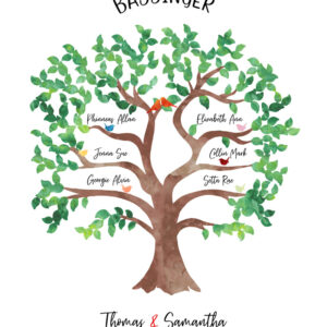 Family Tree With Names Art Print #CMW-1003