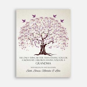 Grandmother The Only Thing Better Pale Purple Canopy Leaves With Off White Background #CWA-1001