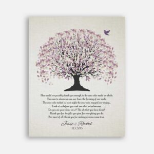 Mom & Dad How Could We Possibly Thank You Pale Purple Canopy Leaves With Off White Background #CWA-1004