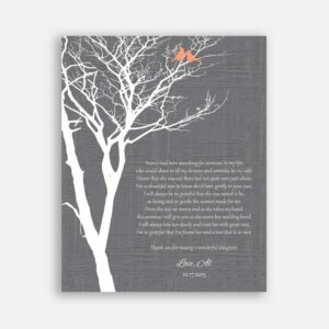 Mother of Bride Years I Had Been Searching Faux Gray Texture Background With Orange Love Birds #CWA-1007