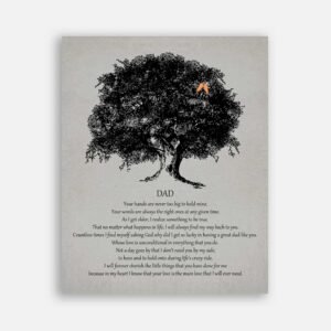 Dad Father of Bride Parents Black Oak Tree on Gray Your Hands Are Never Too Big To Hold Mine #CWA-1013