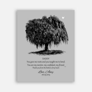 Dad Black Willow Tree on Gray Background Father of Bride Parents Fathers Day Gift From Bride And Groom #CWA-1022