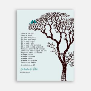 Couple Anniversary Gift Corinthians Love is Patient Teal And Brown #CWA-1042