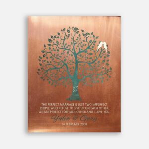 7th Anniversary Perfect Marriage Imperfect People Faux Copper Background And Faux Tarnished Turquoise #CWA-1061