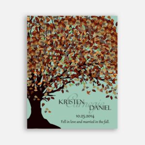 10th Anniversary Fell In Love And Married In The Fall Canopy on Seafoam Background #CWA-1086