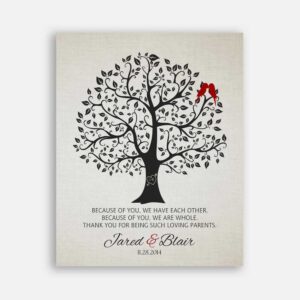 Mom And Dad Black Tree on Off White Background Thank You For Being Such Loving Parents #CWA-1099