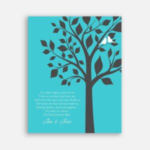 Sister Shares A Part of Me Charcoal Tree on Turquoise #CWA-1106