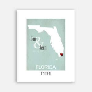 Anniversary Gift or New Home Gift For Couple - The State Where You Live or Where You Met #CWA-1121