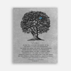 Father Birthday Gift for Father or Fathers Day Gift for Dad Single Parent Oak Tree on Gray Background #CWA-1209