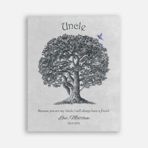 Uncle Oak Tree Hummingbird Because You Are My Uncle I Will Always Have A Friend on Gray Background #CWA-1229