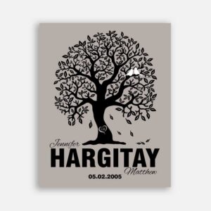 Couple Family Tree Anniversary Gift Tenth Anniversary Carved Initials on Beige Background #CWA-1235