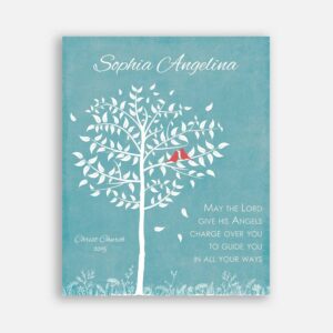 First Communion Confirmation Christening For Girl Name and Date From Gift From Godparents For Goddaughter on Turquoise Background #CWA-1252