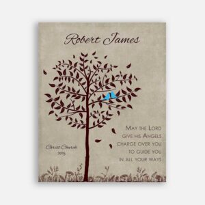 First Communion Confirmation Christening For Boy Name and Date From Gift From Godparents For Godson Brown and Beige #CWA-1255