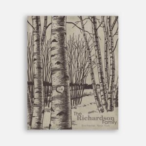 Family Name Anniversary Tenth Anniversary 40th Anniversary 50th Anniversary Bare Winter Trees Carved Initials Family Tree Brown Beige Taupe CWA-1262