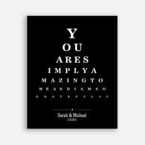 Couple You Are Simply Amazing To Me Word Design Eye Chart on Blue Background Custom Metal Tin Wedding Art Print #CWA-1275