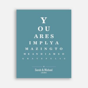 Couple You Are Simply Amazing To Me Word Design Eye Chart on Black Background Custom Metal Tin Wedding Art Print #CWA-1276