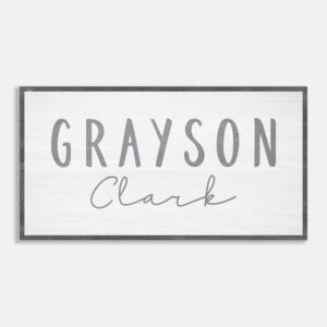 Gray and White Nursery Name Sign #FF-1010