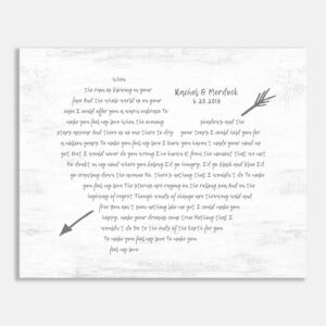 Personalized Wedding Vows or Song Lyrics in Heart with Shooting Arrow  #FF-1039