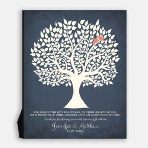 Personalized Gift For Mother of Bride You Raised With Love This Woman Wedding Poem Tree Gift For Mom and Dad #LT-1117