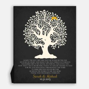 Personalized Thank You Gift For Mother of Groom I Knew The Day I Met Him Parents of Groom Gift Family Wedding Poem Tree #LT-1124