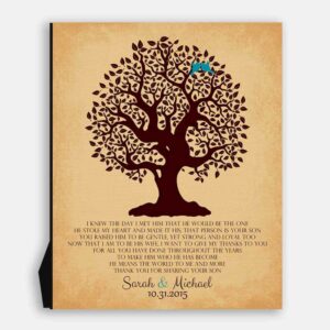 Personalized Thank You Gift For Mother of Groom I Knew The Day I Met Him Parents of Groom Gift Family Wedding Poem Tree #LT-1126