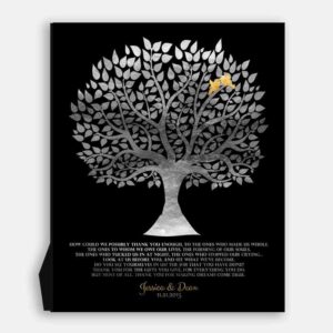 Personalized Gift For Parents How Could We Possibly Thank You Enough Tree Roots Faux Silver Gold Love Birds Gift For Mother of Groom Bride #LT-1136