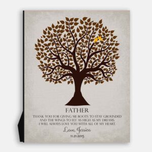 Pesonalized Gift For Dad on Father's Day or Birthday Family Tree of Life Poem Roots To Stay Grounded Wings To Fly Gift For Mom and Dad #LT-1144