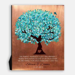 Faux Copper Turquoise 7th Wedding Anniversary Perfect For Each Other Personalized Gift For Husband Wife or Couple #LT-1172