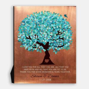 Faux Copper 7th Wedding Anniversary I Love You For All That You Are Personalized Gift For Husband Wife Couple Colorful Fruit Tree #LT-1179