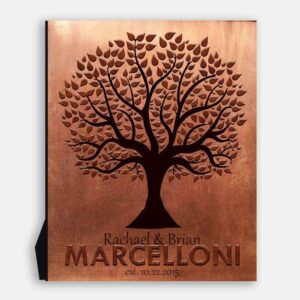 Family Tree Faux Copper Background Established 10 Year Anniversary Gift #1181