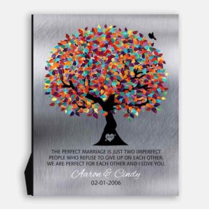 10 Year Anniversary The Perfect Marriage Colorful Wedding Tree Anniversary Gift For Couple #1208
