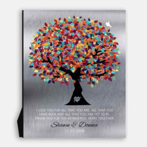 I Love You For All That You Are 10 Year Anniversary Tin Background Colorful Wedding Tree Anniversary Gift #1211