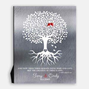 10th Anniversary Gift Minimalist Family Tree of Life With Roots Corinthians 13:13 And Now These Three Remain Faith Hope Love #1216