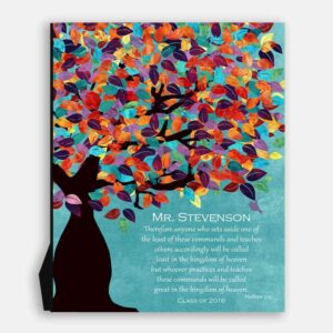 Matthew 5:19 Personalized Watercolor Tree Gift For Teacher Professor Principal #1233