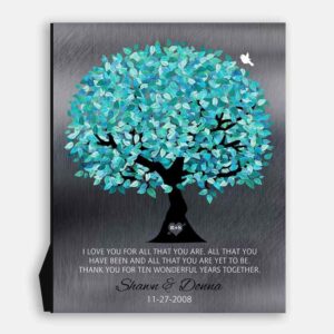 I Love You For All That You Are Turquoise Silver Wedding Tree Anniversary Gift Personalized #1265