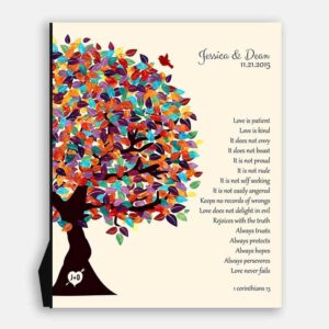 Corinthians Love Is Patient Love Is Kind Wedding Family Tree Spring Personalized Tin 10 Year Anniversary Gift #1286