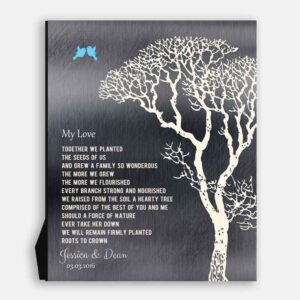 My Love Poem Personalized Tin 10 Year Wedding Anniversary Gift Shiny Tin Bare Trees Winter #1298