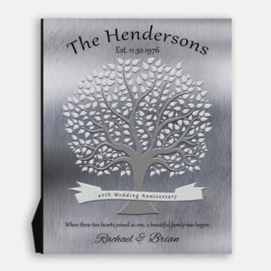 40th Anniversary Gift Personalized Family Tree Poem Gift For Parents Faux Shiny Tin 1347