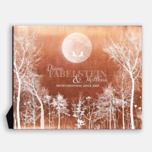 Full Moon Honeymoon Keepsake 7 Year Anniversary Faux Copper Personalized Wedding Gift 1349