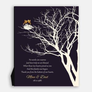 50th Golden Anniversary Personalized Family Wedding Tree Gift For Mom and Dad Gift For Couple #1363