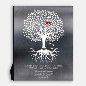 10 Year Anniversary Personalized Family Minimalist Tin Wedding Tree Amethyst Gift For Couple #1371