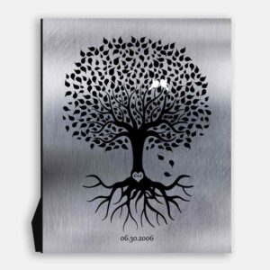 10th Anniversary Personalized Ten Year Tin Wedding Tree Shiny Tinniversary Gift For Couple #1372