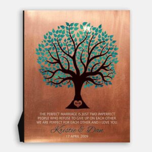 7th Traditional Anniversary Personalized Gift Faux Copper Turquoise Family Tree Gift For Couple #1386